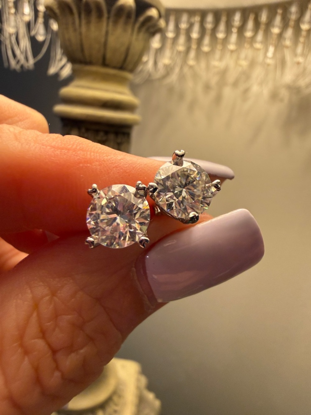 MOISSANITE Round Cut Stud Earrings White CZ 4 CT